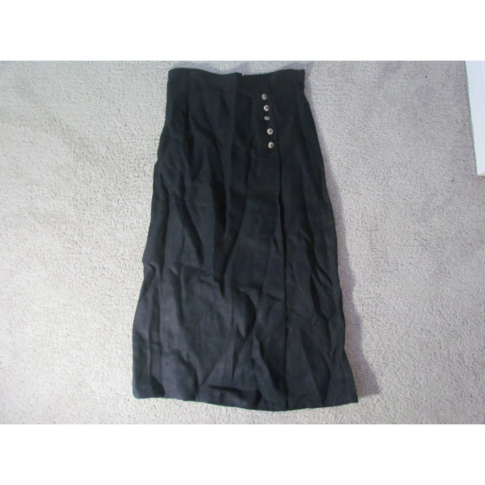 Saddle Ridge Maxi Skirt 11/12 Black Vintage Rayon Button Wrap Western 90s USA